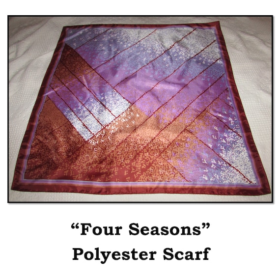 Vintage Multi-Colored Polyester Scarf, Four Seaso… - image 1