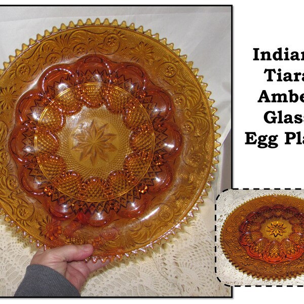 Vintage Indiana Tiara Brown Glass Deviled Eggs Serving Party Plate Platter