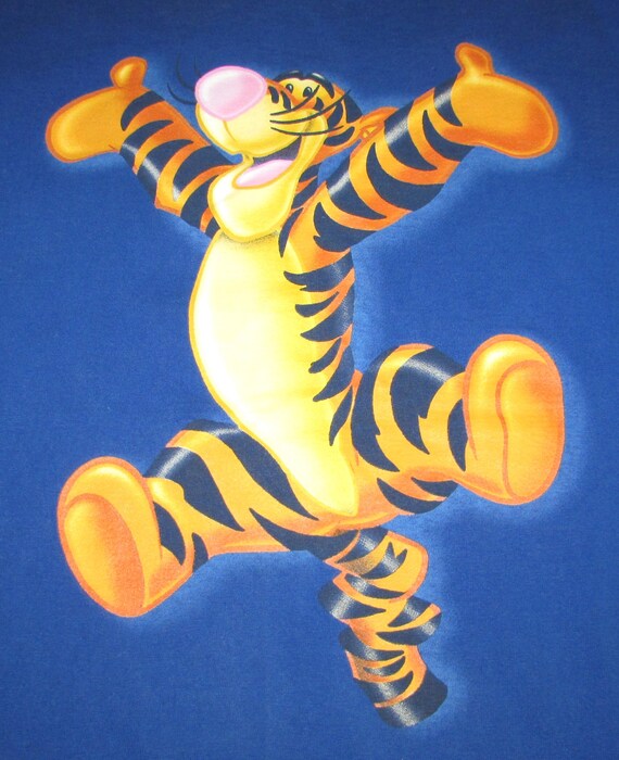 Vintage Blue Cotton T-Shirt, Tigger the Tiger, Disney Store View 3