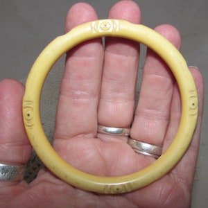 Vintage Butter Yellow Celluloid Bangle Bracelet image 2