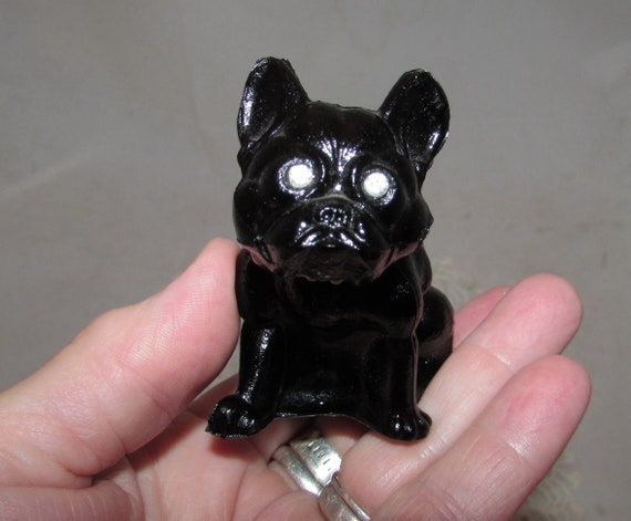 Vintage Westmoreland Glass Glass Dog Figurine W/ Rhinestone Eyes