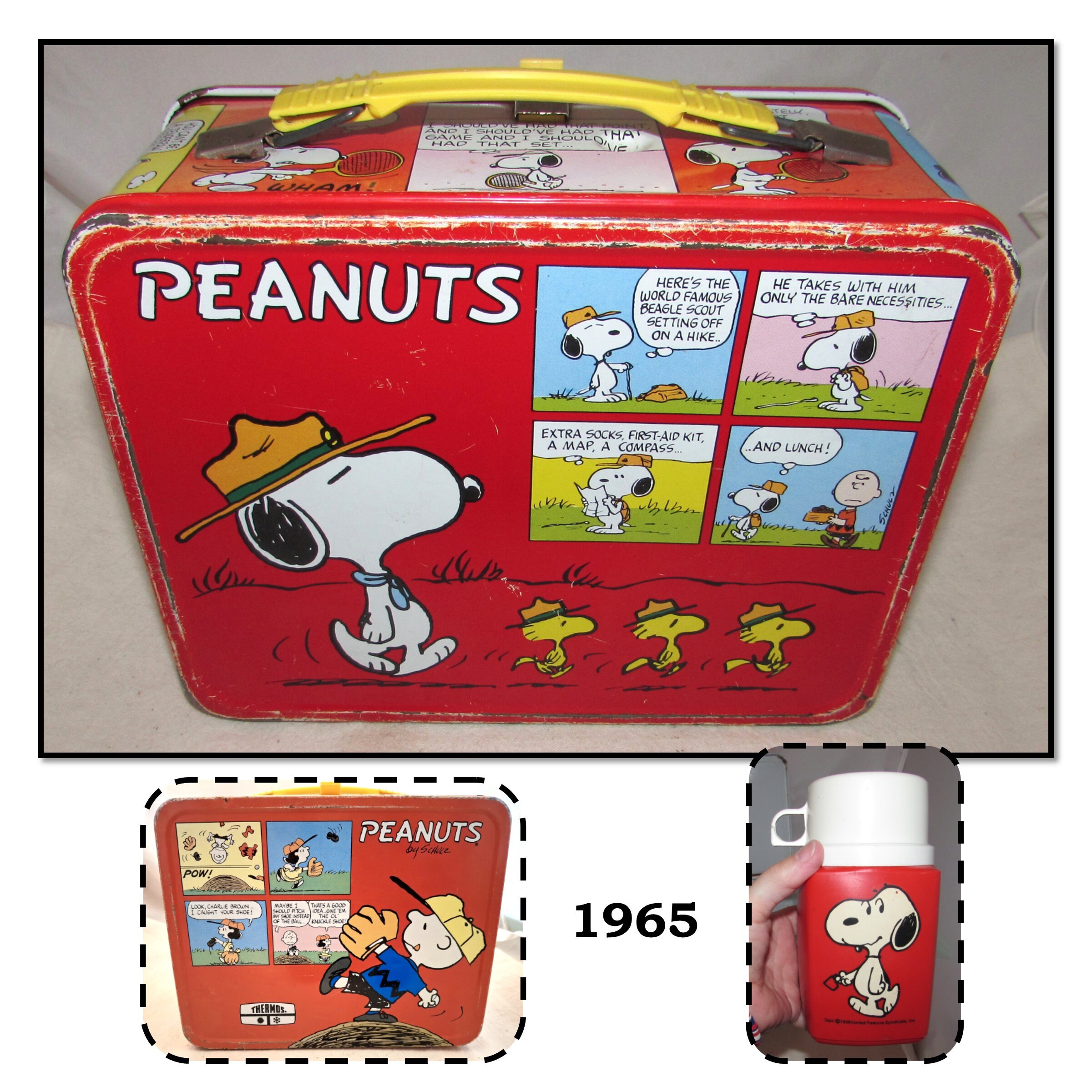 Vintage 1965 Metal Peanuts Charlie Brown Lunchbox With