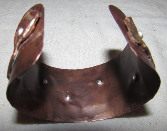 Handmade Wide Brutalist Style Copper Cuff Bracelet - image 3