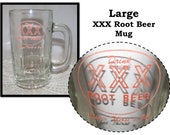 Vintage Large and Heavy Glass Mug, Drink XXX Root Beer, Makes Thirst a Joy, restaurant, drive in