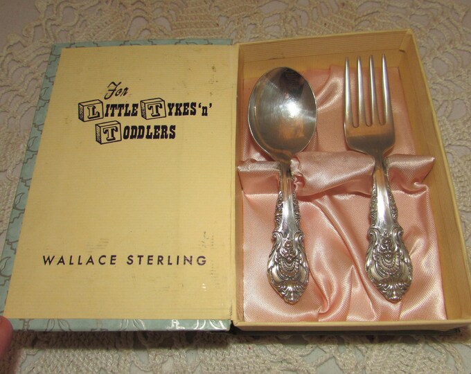 Vintage Wallace Sterling Silver Baby Fork & Spoon in Original Etsy