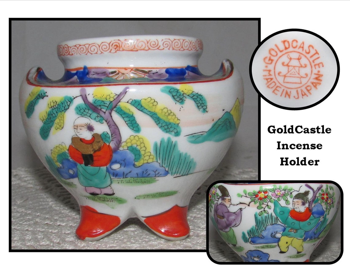 Vintage Hand Painted Pagoda Shaped Porcelain Incense Burner Etsy Italia