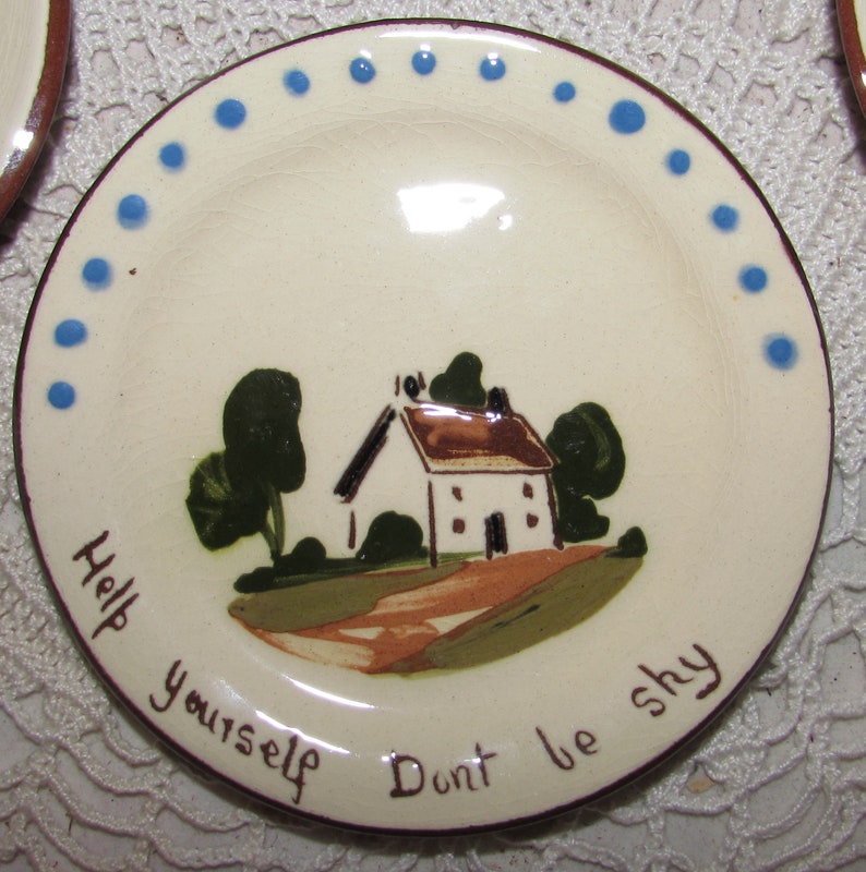 2 Vintage Small Mottoware Torquay Plates by Watcombe Pottery