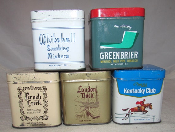 kentucky club tobacco tin value 5 Small - Vintage Kentucky Club Smoking Tobacco Tins, Whitehall,  Greenbrier, Brush Creek, London Dock