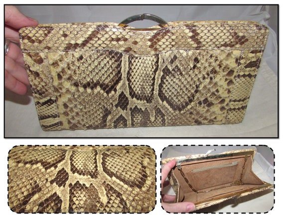 Vintage Natural Rattlesnake Snake Skin Leather Cl… - image 1