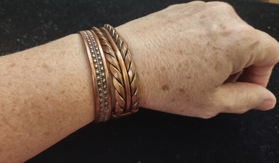 2 - Vintage Solid Copper Cuff Bracelets - image 7