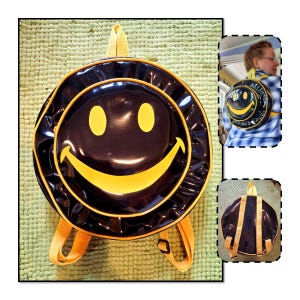 black leather emoji backpack SOMUCH for Teens and Adults Lightweight Fabric Bag with Laptop Pocket Trendy Emoji Faces Comfortable Straps Unisex Travel & School Backpack Happy, M: Buy Online at Best Price in size backpack with classic dual pocket look Luv Betsey Johnson Backpack Kitsch