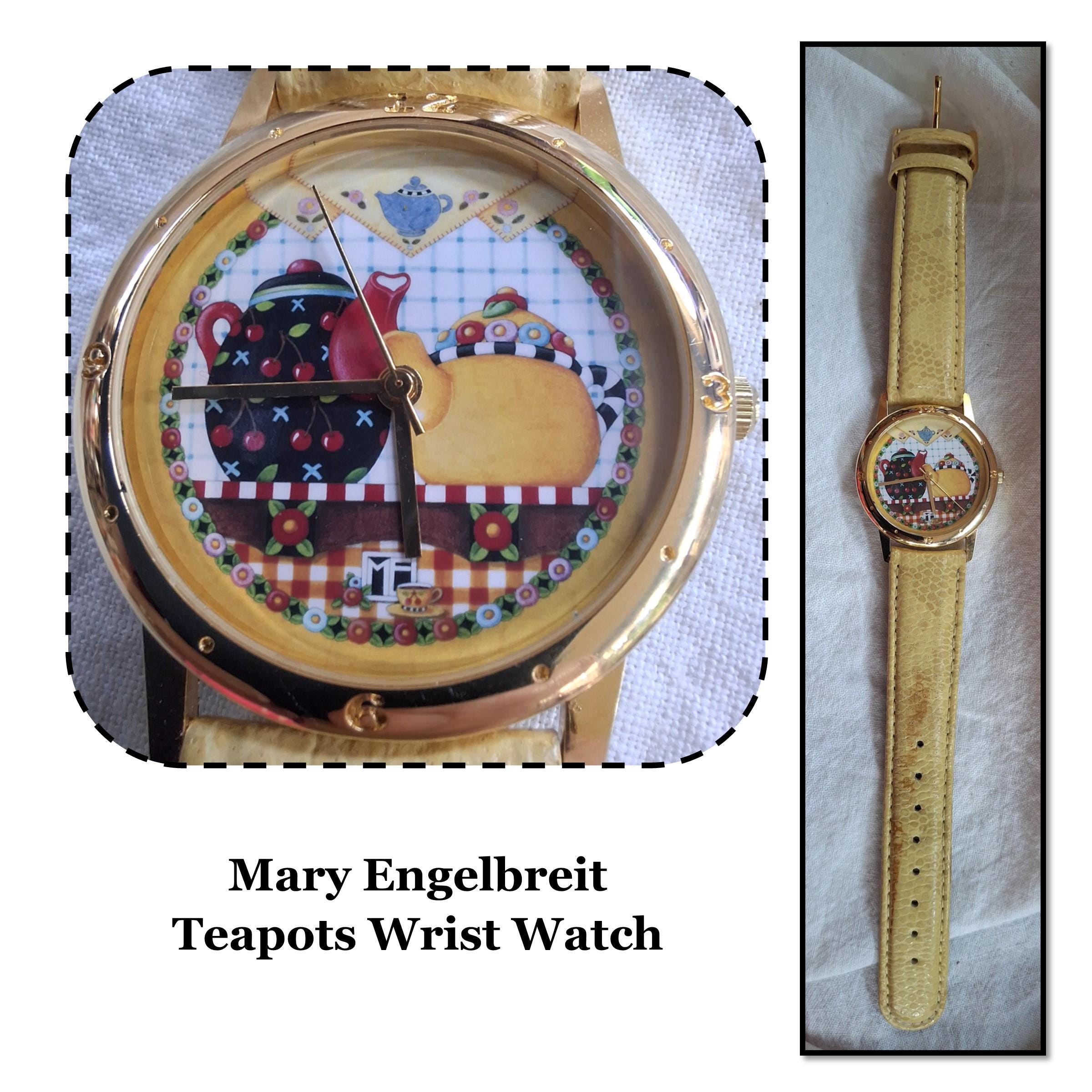 Vintage Mary Engelbreit Teapots Analog Wrist Watch With 