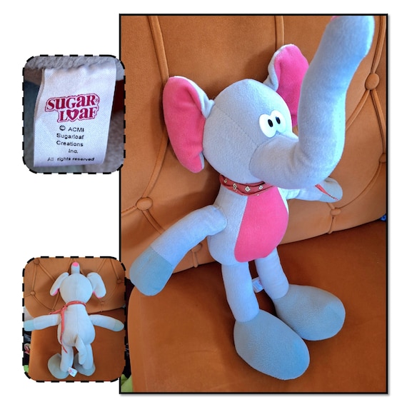 Vintage Gray Elephant With Pink Accents Plush Toy by Sugar Loaf Etsy UK
