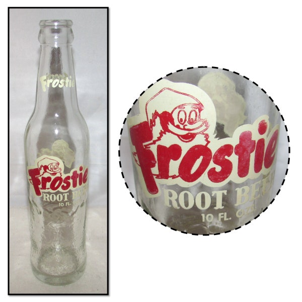 Vintage 1969 Clear Glass Frostie Root Beer Soda Bottle, You'll Love it !