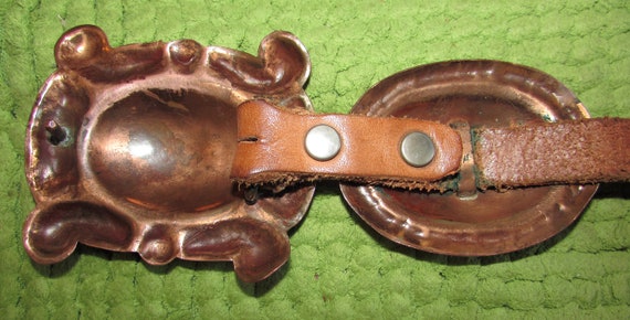 Lovely Vintage Copper Concho Leather Belt with Pe… - image 8