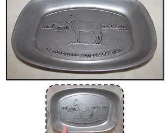 Vintage Pewter Dish Tray with Horses, Kentucky the Bluegrass State by Wilton, USA