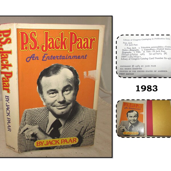 Vintage 1983 First Edition Hardcover Book, P.S. Jar Paar An Entertainment w/ Dust Jacket