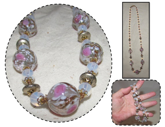 Vintage Translucent Venetian Glass Bead Necklace … - image 1