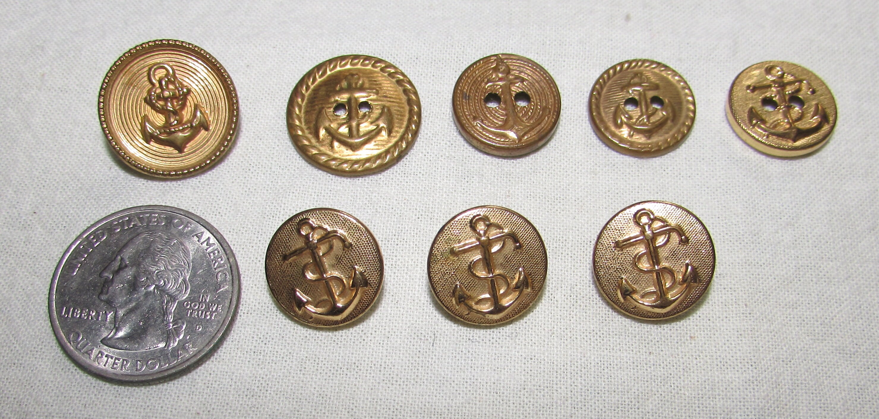 EIGHT Vintage Naval Anchor Brass Metal Military Buttons Etsy