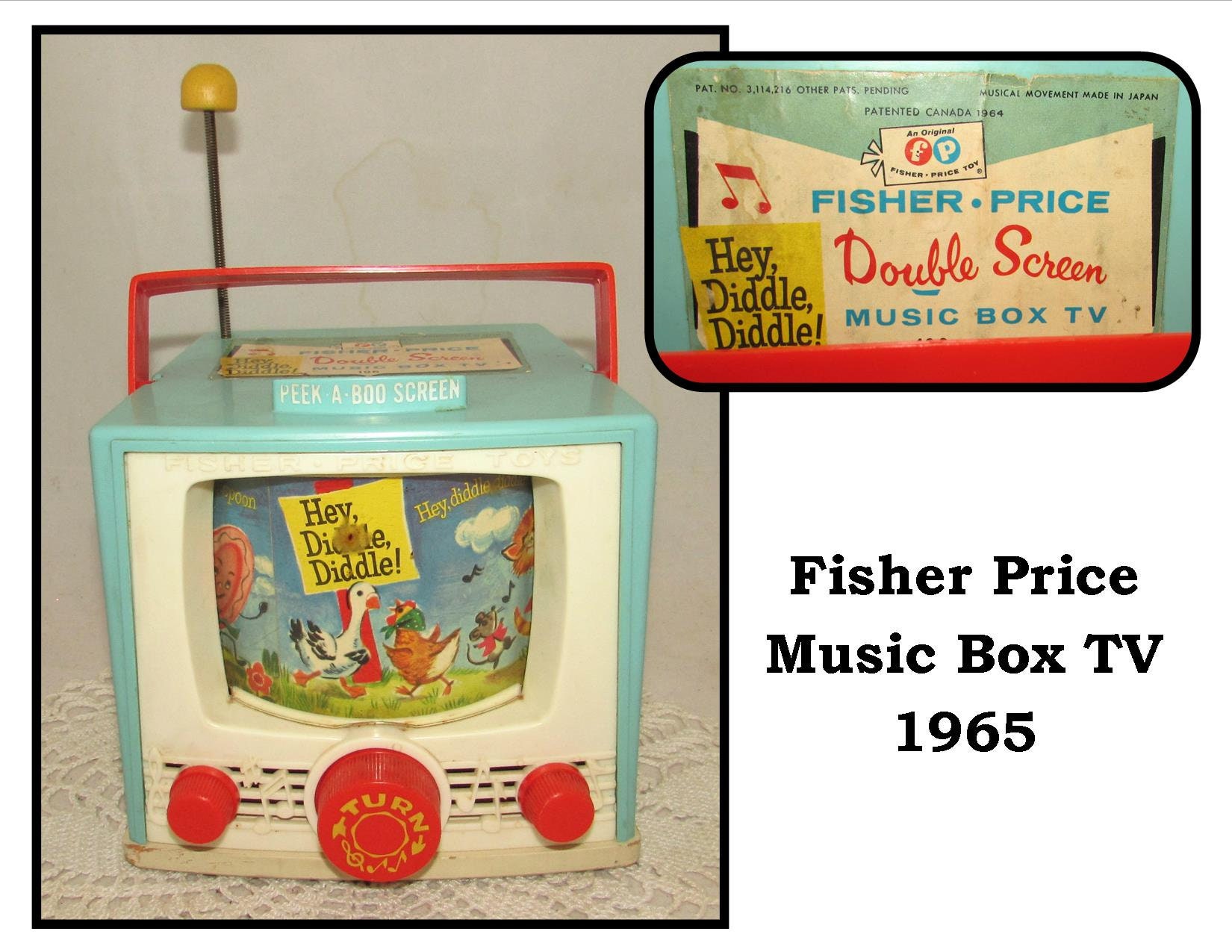Vintage Music Box Toy TV 1964 by Fisher Price No 196 Hey Etsy