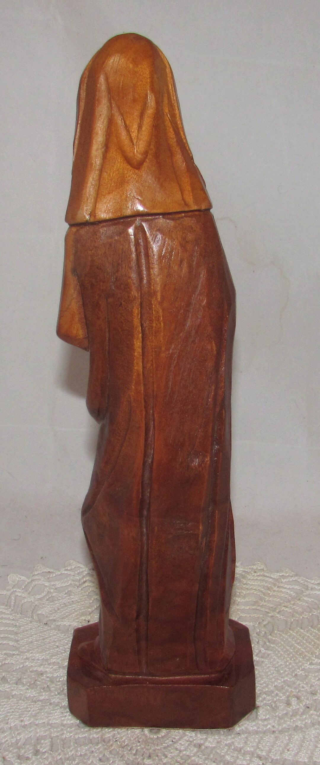 Vintage Hand Carved Wood Virgin Mary & Baby Jesus Statue, Holy Mother ...