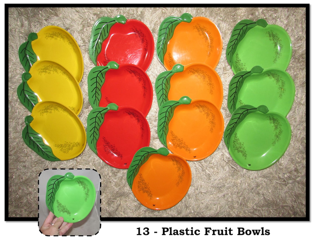 13 Vintage Plastic Fruit Bowls, Lemon, Lime, Orange, Apple Etsy