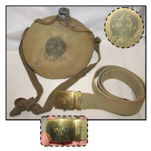 Vintage Aluminum Boy Scout Camping Canteen with Cover & Boy Scout Belt