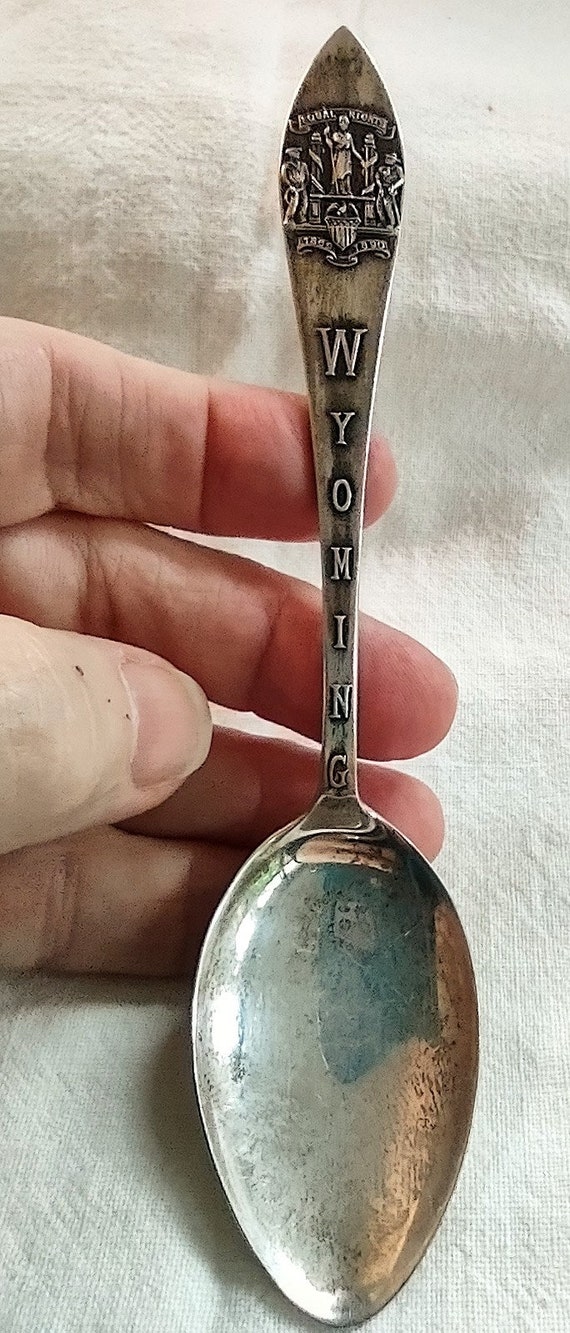 USA　州　スプーン Vintage Souvenir Sterling Silver Spoon, Wyoming State Seal - Etsy 日本