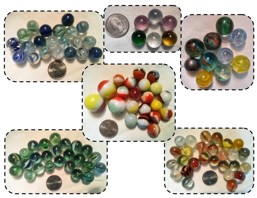 LOT of 110 Vintage Glass Marbles, Cat Eye, Boulder Shooters, Crackle