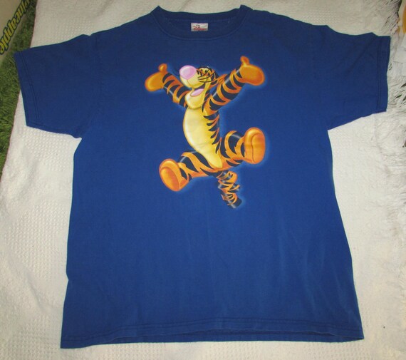 Vintage Blue Cotton T-Shirt, Tigger the Tiger, Disney Store View 2