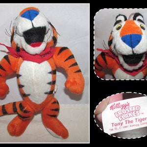 Vintage 1997 Stuffed Plush Kellogg Tony the Tiger, Frosted Flakes