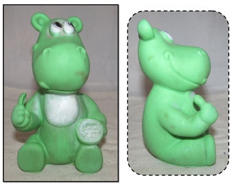 Vintage Green Hippo Squeak Toy by Combex, Australia