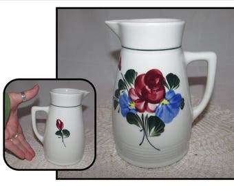 Vintage Porcelain Milk Juice Pitcher, Hand Painted Alpenflora Flower Pattern by Lilien Porzellan of Austria