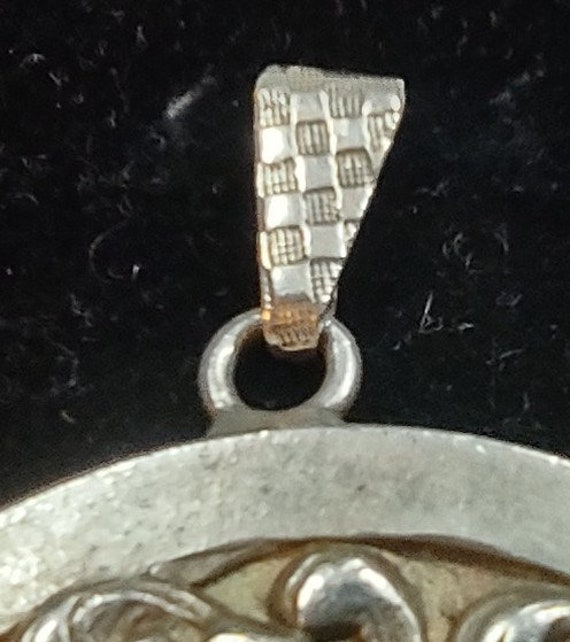 Vintage Silver Tone Metal Coin Medallion Pendant,… - image 7