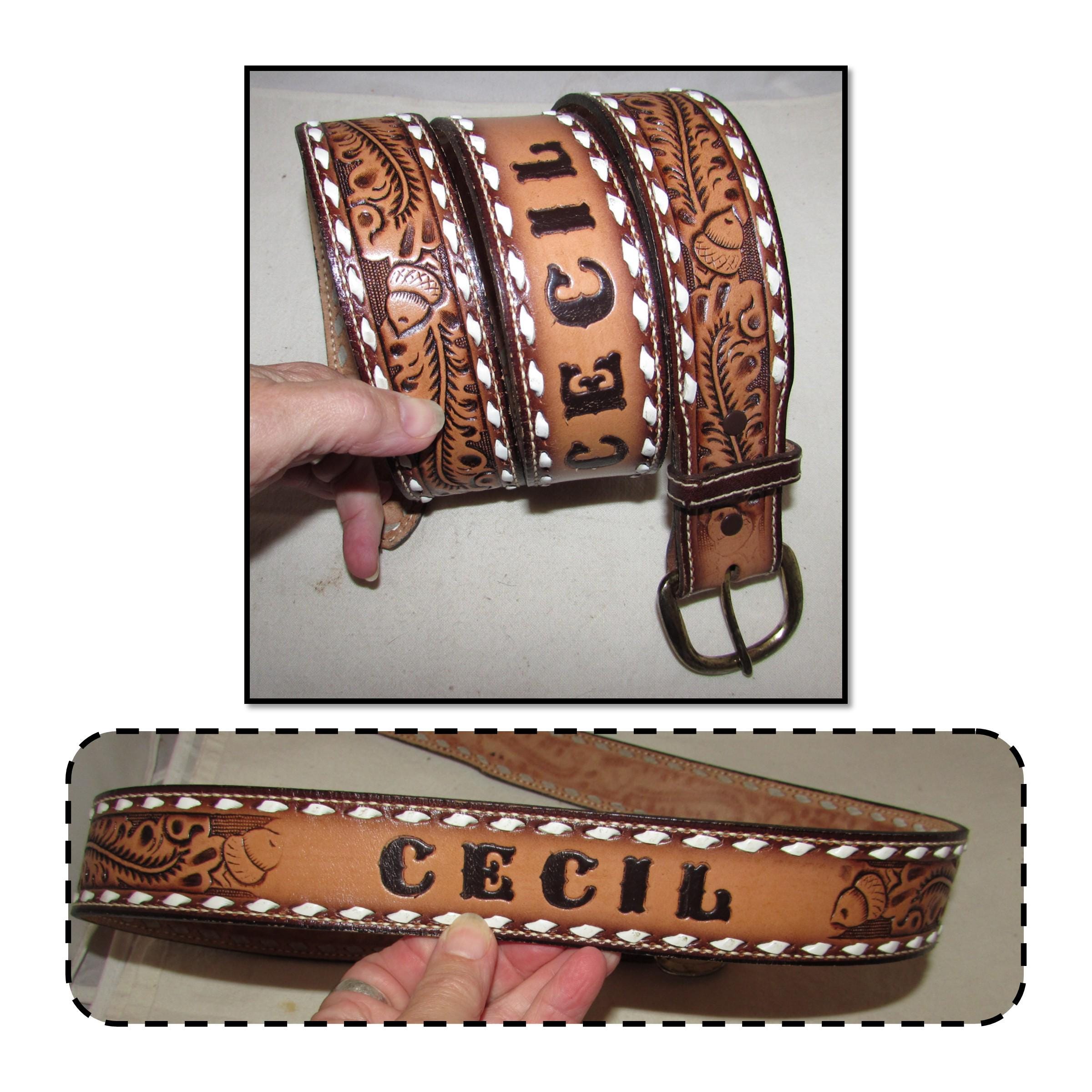 Western White Leather Belt Vintage - Etsy display picture 2
