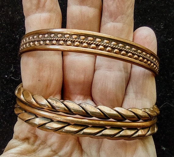 2 - Vintage Solid Copper Cuff Bracelets - image 3
