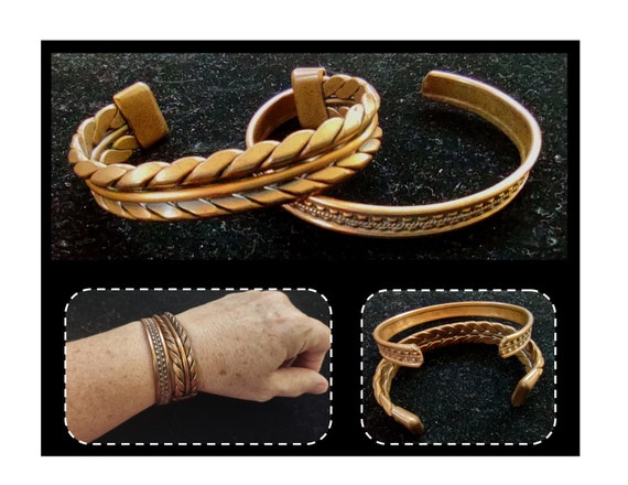 2 - Vintage Solid Copper Cuff Bracelets - image 1