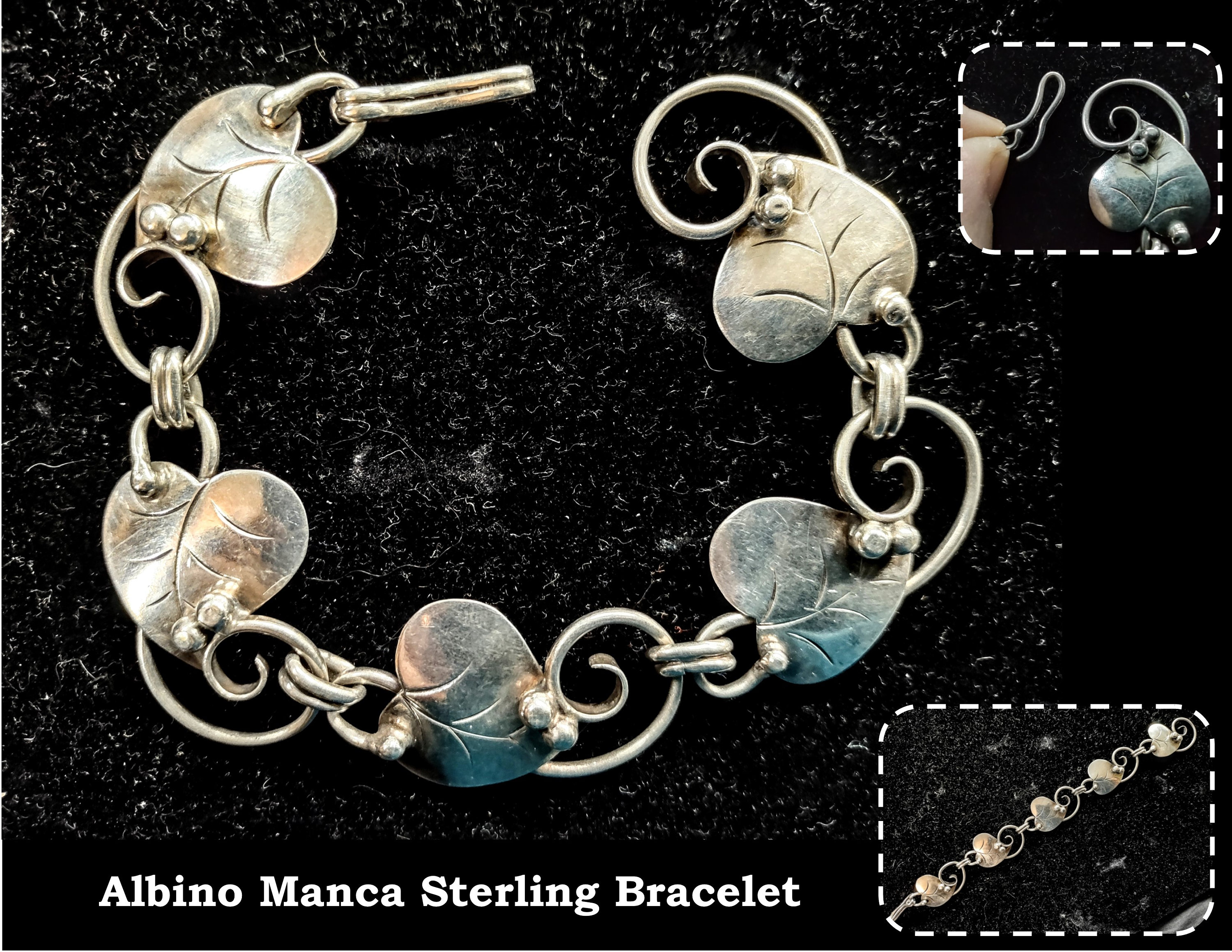 Vintage Signed Albino Manca Hand Wrought Sterling Silver Ivy Vine