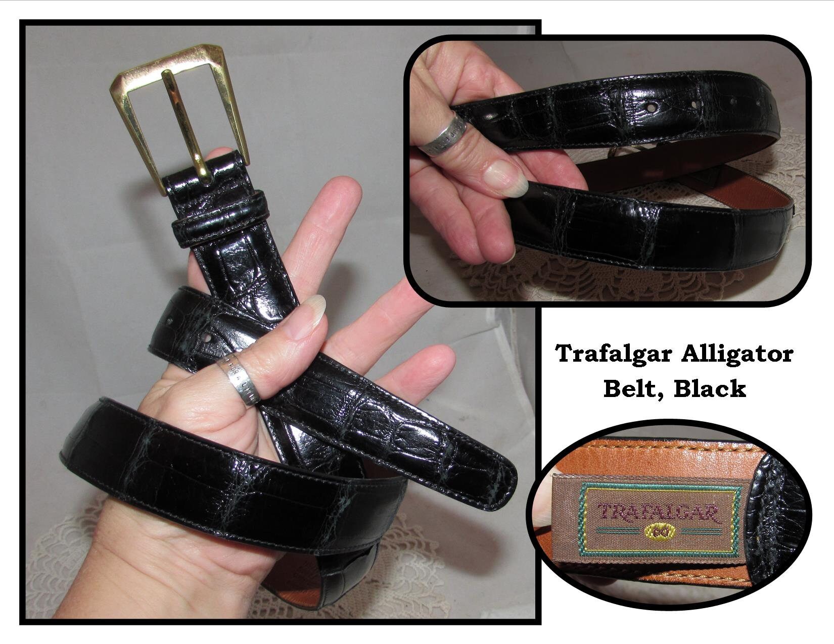 Vintage 1988 Black American Alligator Belt W/ Gold Tone  display picture 1