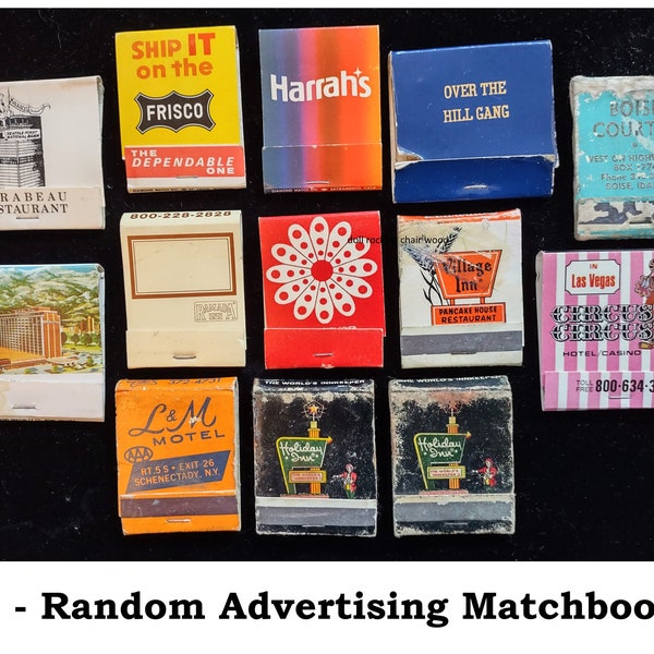 LOT of 13 - Random Vintage Advertising Matchbooks, Circus Circus, Holiday Inn, Frisco, Mirabeau Restaurant.. and more