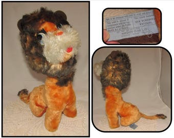 Vintage Stuffed Toy Orange Lion by Mighty Star of Canada