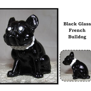 Antique 1930's Westmoreland Black Satin Glass French Bulldog