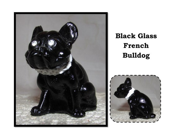 Vintage Westmoreland Glass Glass Dog Figurine W/ Rhinestone Eyes