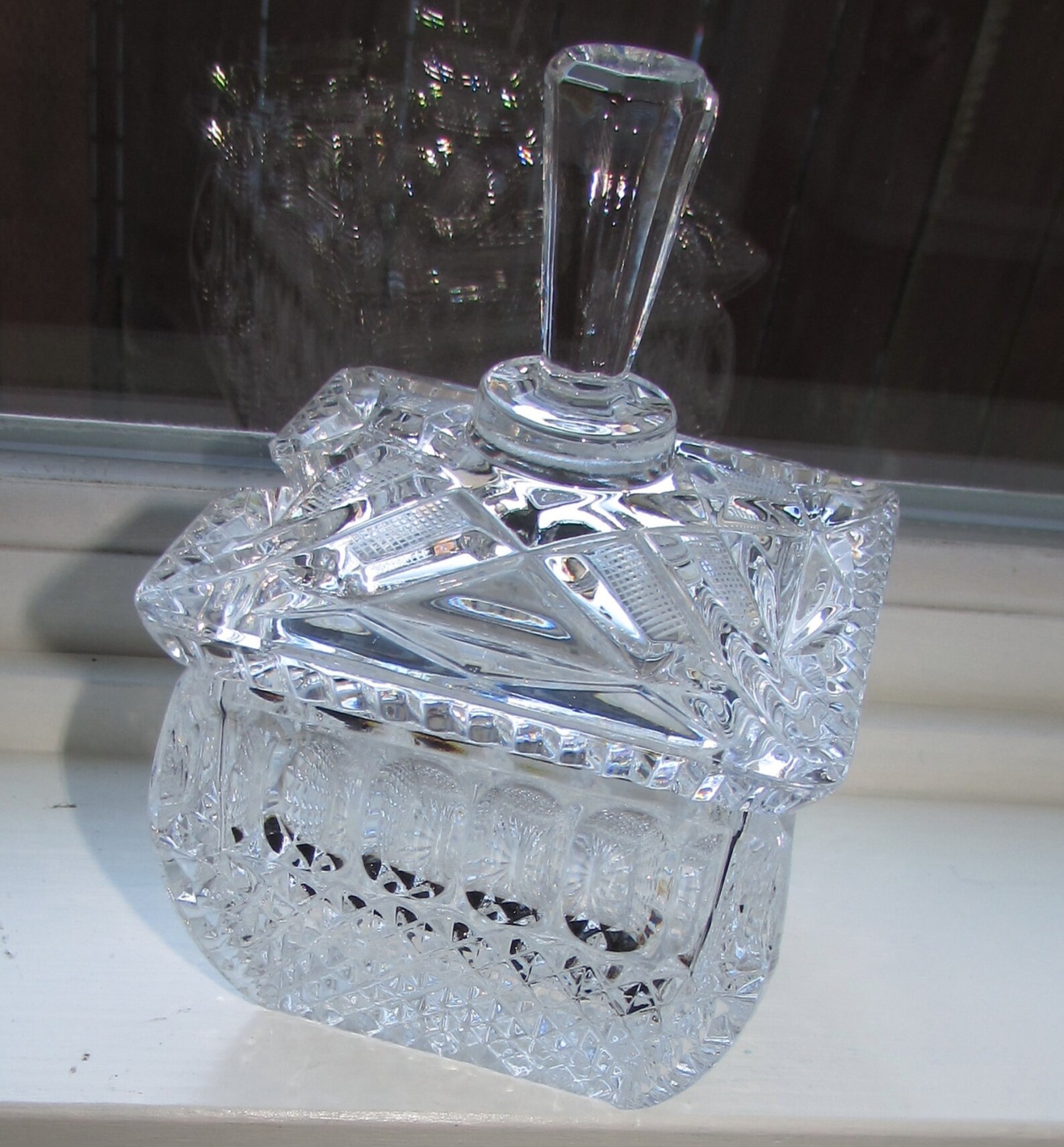 Vintage Lead Crystal Covered Square Sugar Bowl with lid Jam Etsy