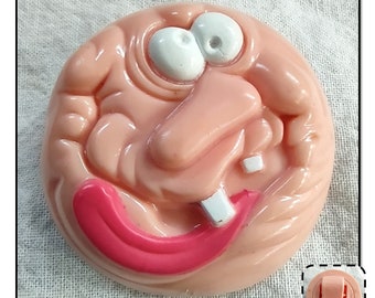 Vintage 1987 Vinyl Clip Pin by Hasbro, Ugly Belly Button, Squinchy, Wacky Face