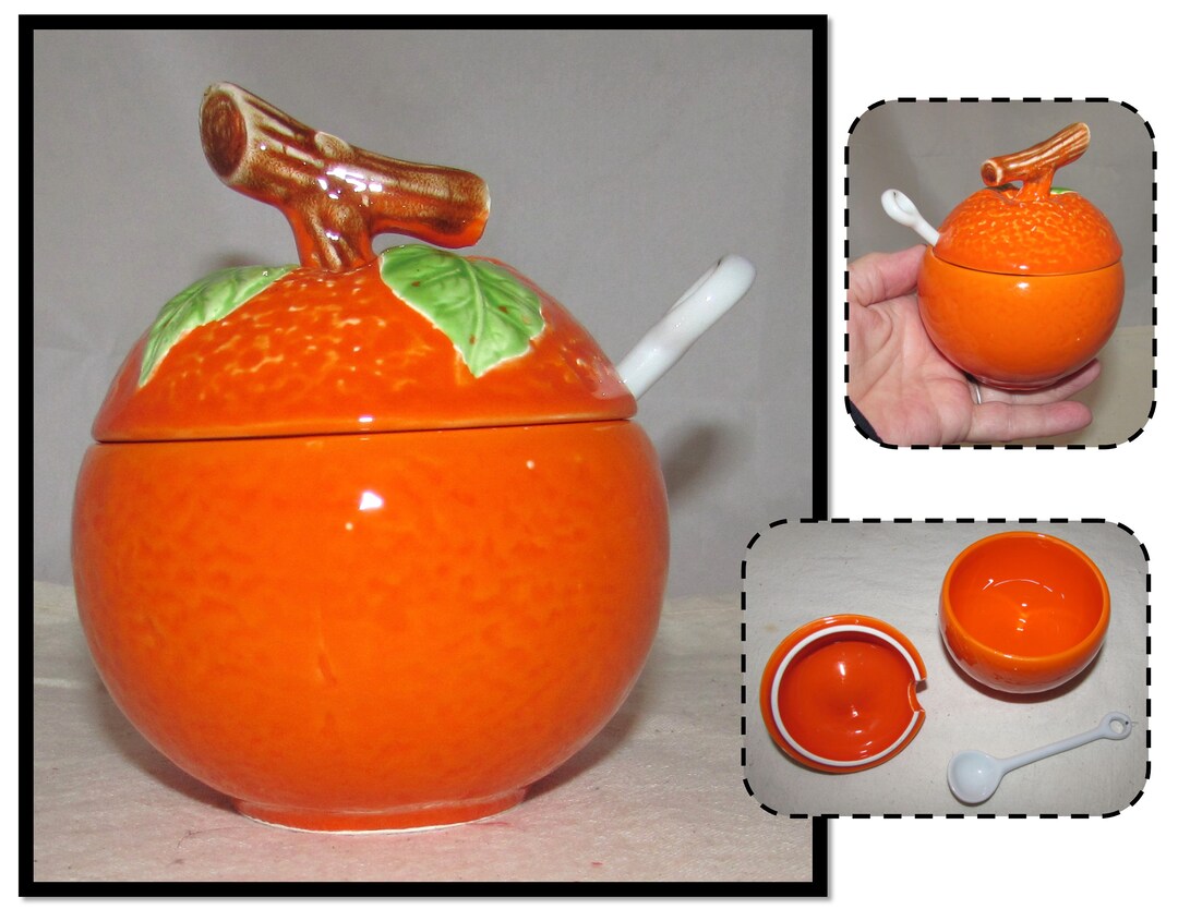 Vintage Ceramic Orange Marmalade Jam Jar or Sugar Bowl With Etsy