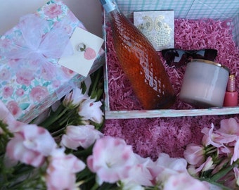 PINK Personalisierte Andenken werden Sie meine Brautjungfer Geschenkbox mit Namen sein, Benutzerdefinierter Vorschlag-Karte, Knisterpapier, leere Box für die Brautparty