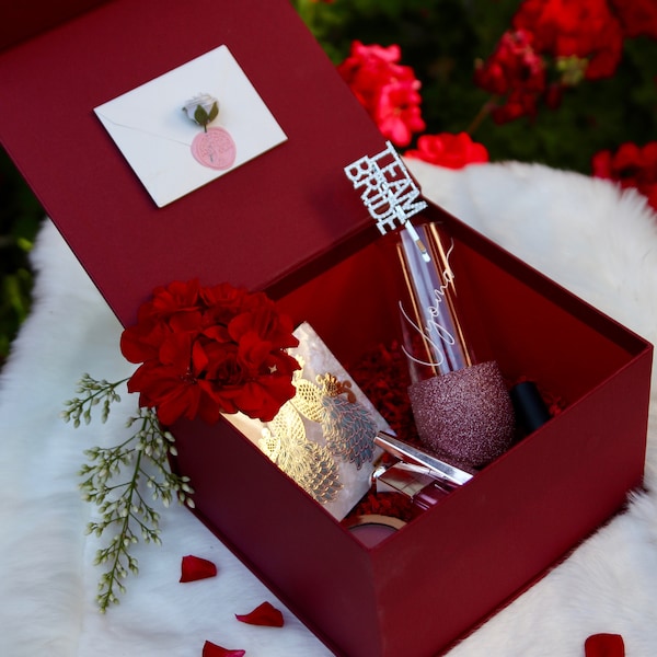 Personalized Red Bridesmaid Proposal Box: Wax Sealed Card