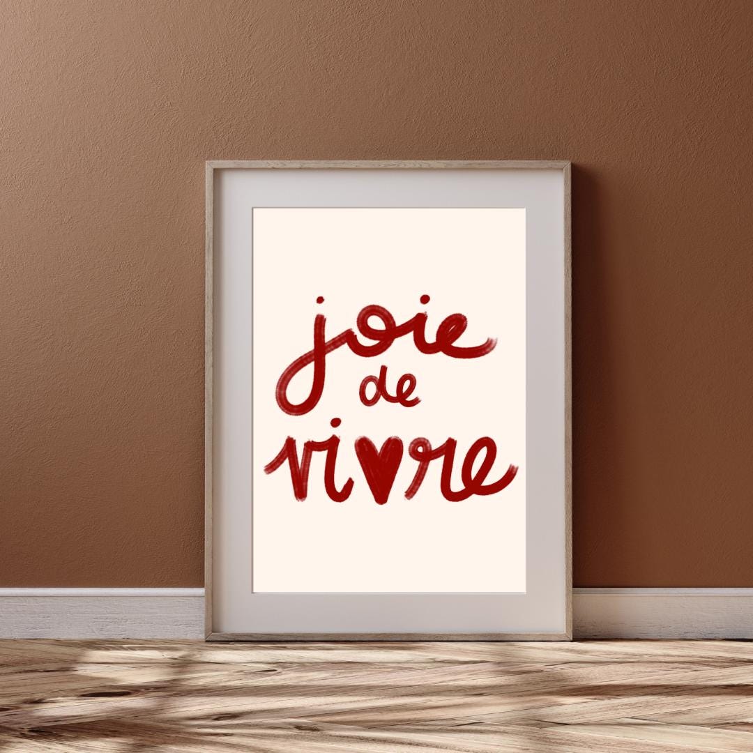 Joie De Vivre Digital Print | French Quote Wall Art | Handwritten ...