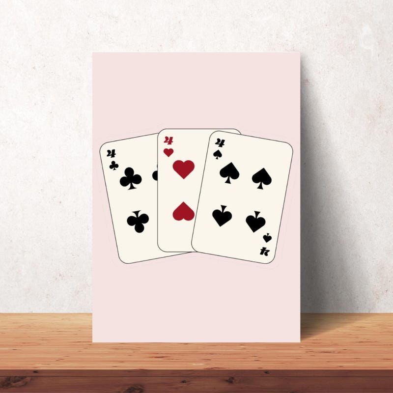 4 of Hearts Playing Cards - Etsy
